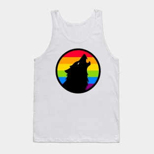 LGBTQ Pride Howling Wolf Anthro Furry Rainbow Logo Tank Top